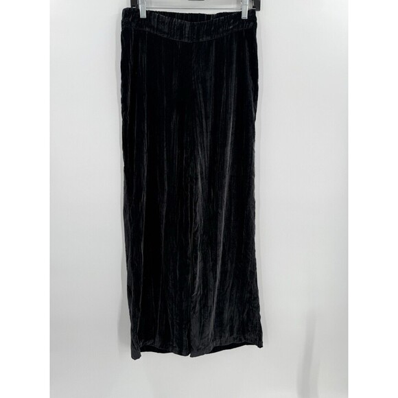 Soft Surroundings Size XSMALL Whitby Velvet Wide Leg Pants Elastic Waist Black - Picture 1 of 10